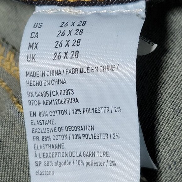 American Eagle Slim Straight Flex Jeans Mens Size 26 X 28 Low Rise Dark Wash - Picture 7 of 7